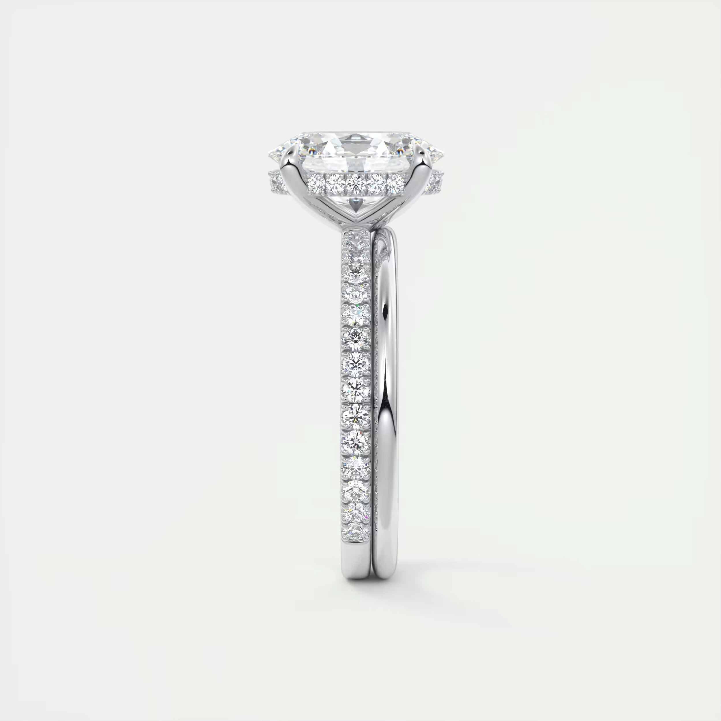 2.30 Ct The Harper Deluxe  Oval Hidden Halo Pave Setting Ring