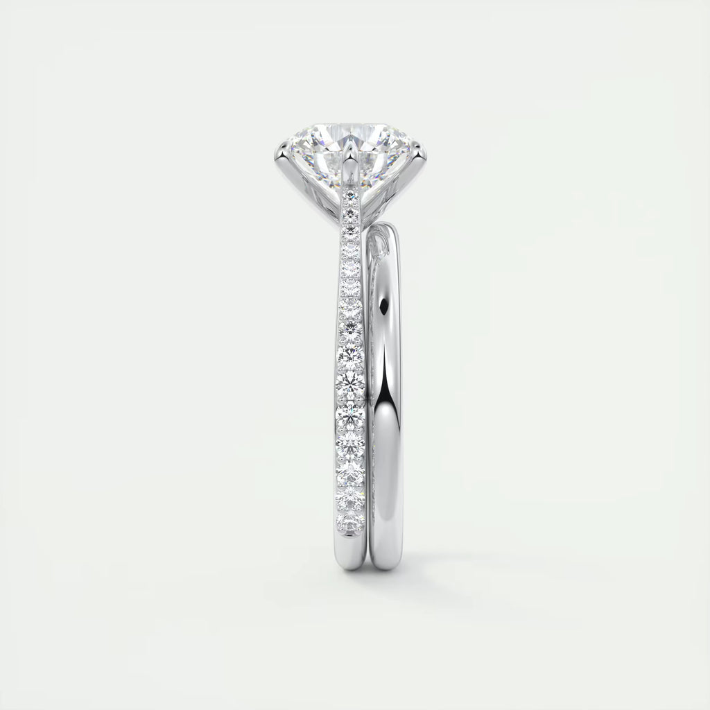 2.30 Ct The Six Point Cathedral Pavé Round Solitaire Rings