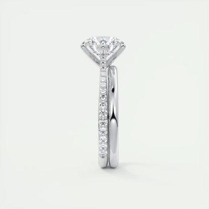 2.30 Ct The Six Point Cathedral Pavé Round Solitaire Ring