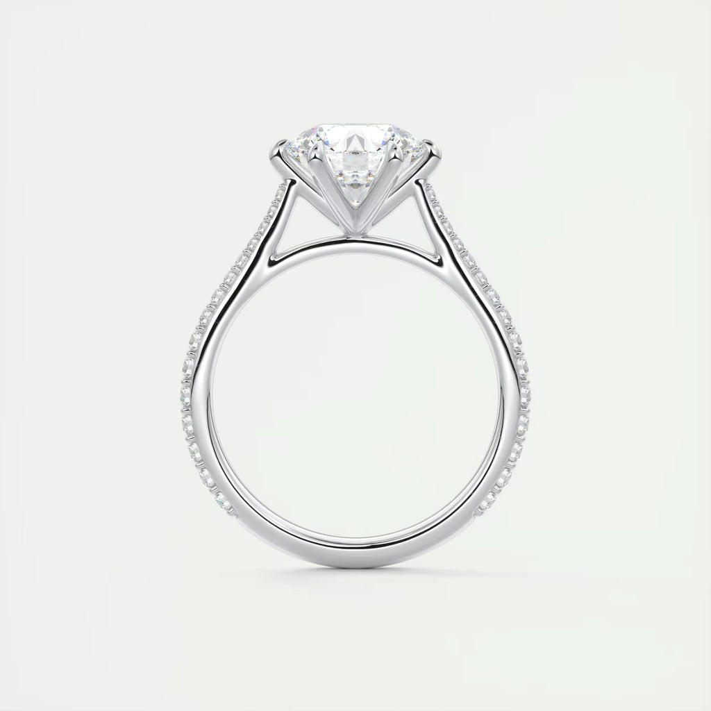 2.30 Ct The Six Point Cathedral Pavé Round Solitaire Rings