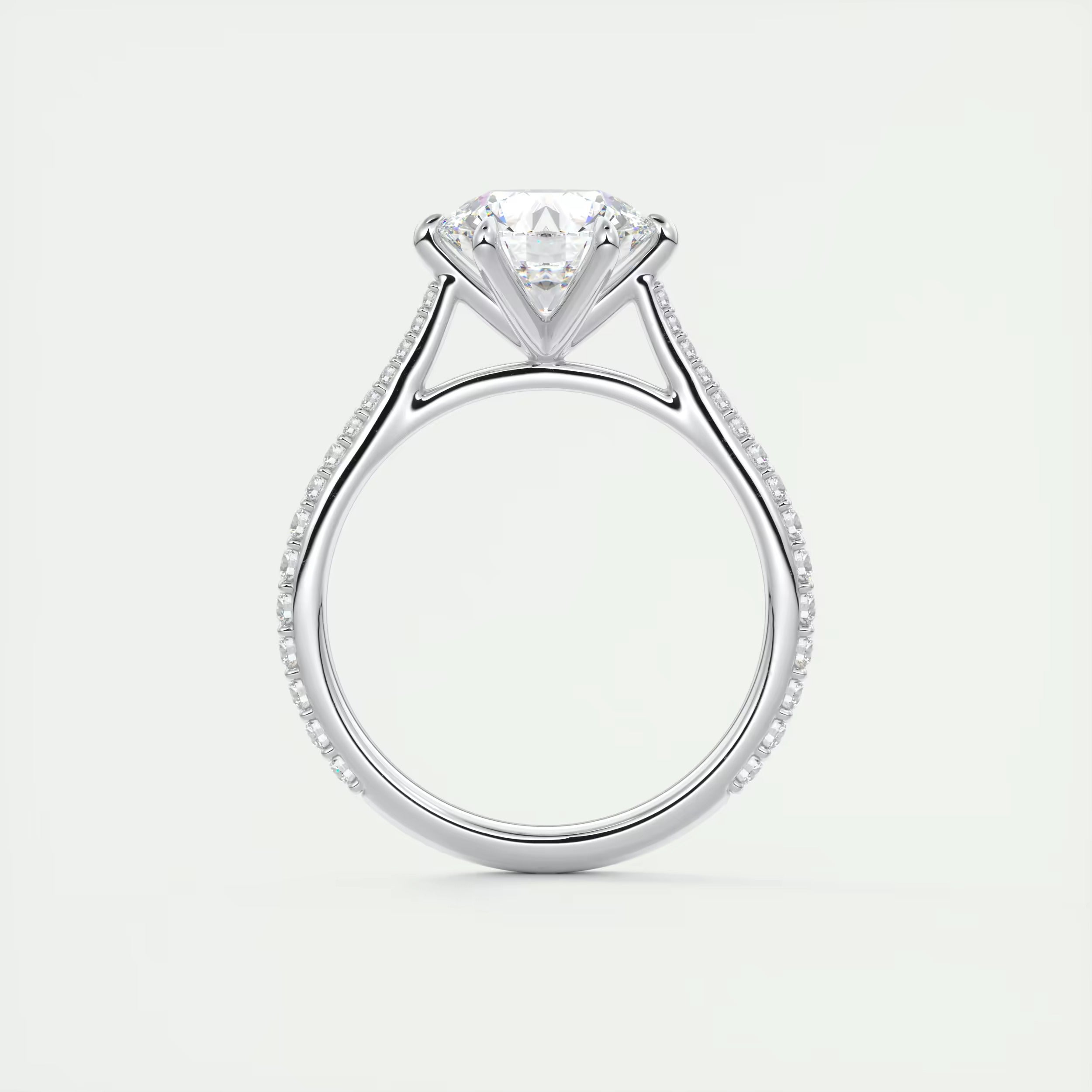 2.30 Ct The Six Point Cathedral Pavé Round Solitaire Rings