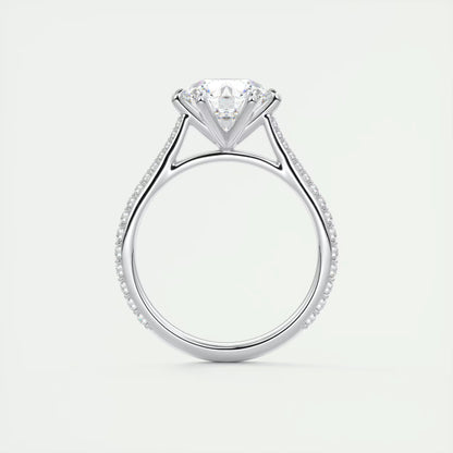 2.30 Ct The Six Point Cathedral Pavé Round Solitaire Ring