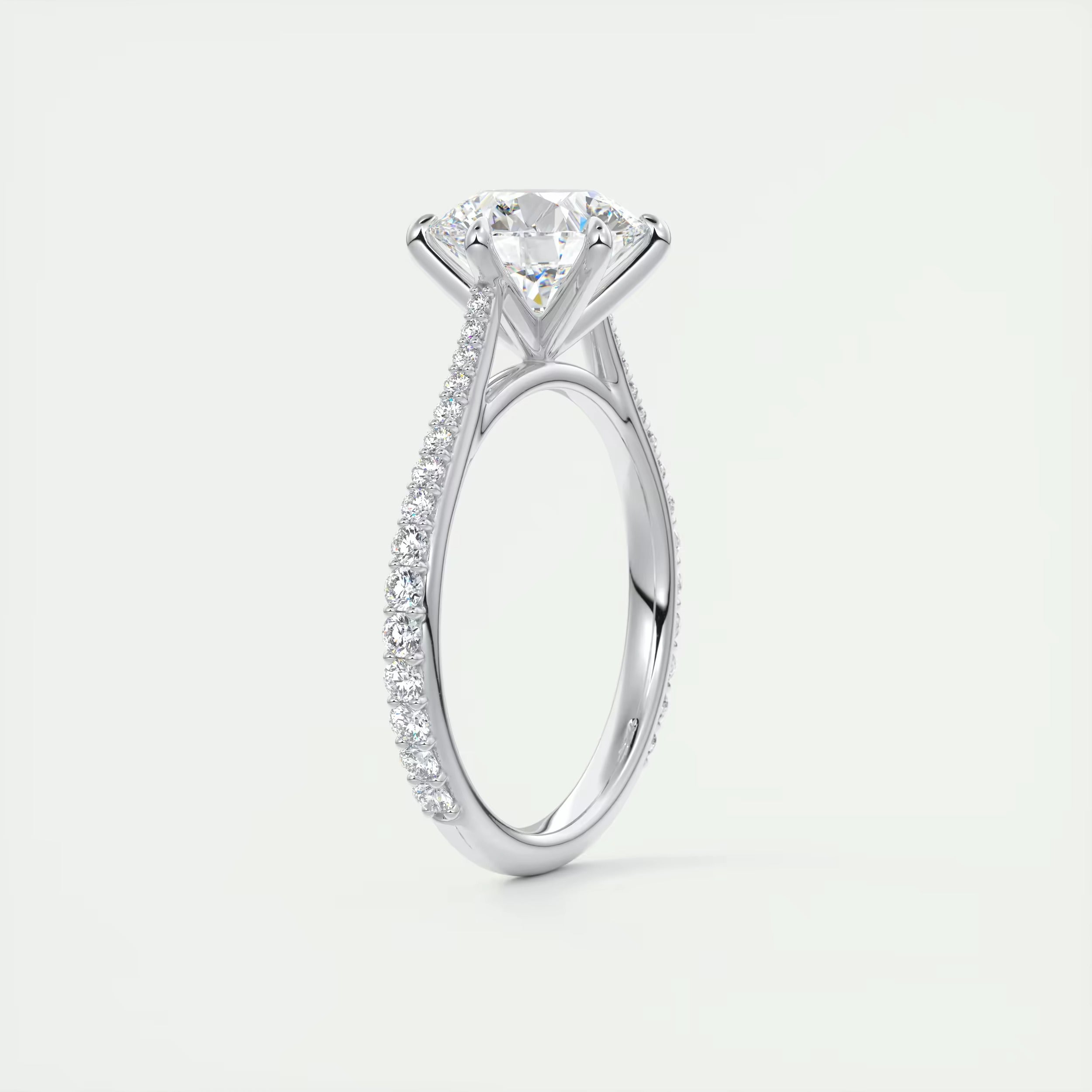 2.30 Ct The Six Point Cathedral Pavé Round Solitaire Rings