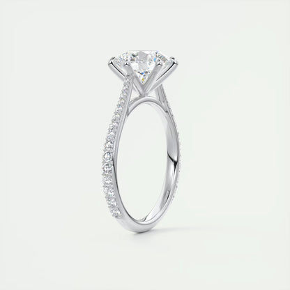 2.30 Ct The Six Point Cathedral Pavé Round Solitaire Ring