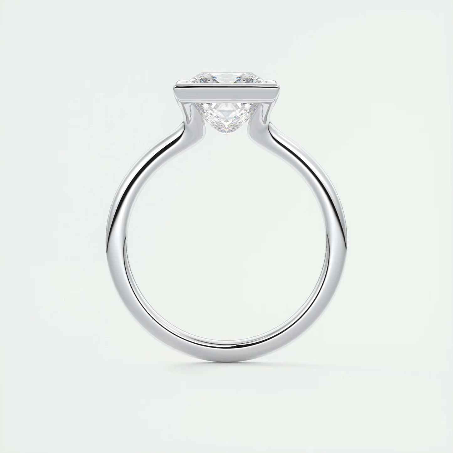 2.00 Ct The Clutch Princess - Flush Stacking Half Bezel Solitaire Engagement Rings