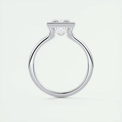 2.00 Ct The Clutch Princess - Flush Stacking Half Bezel Solitaire Engagement Rings