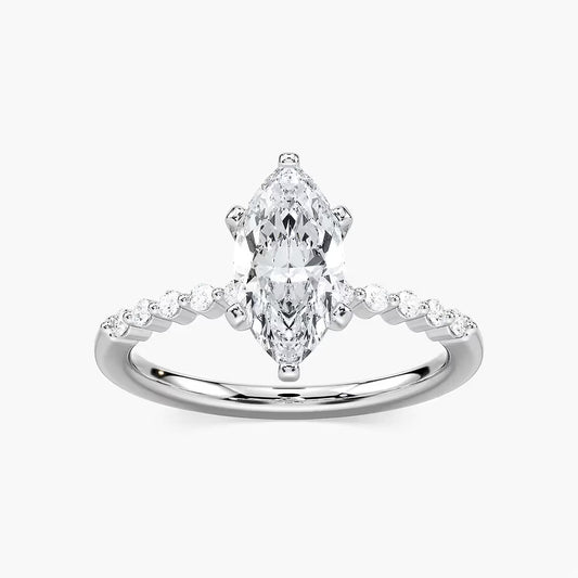 1.75 Ct In Marquise Bardot Scallop Engagement Ring