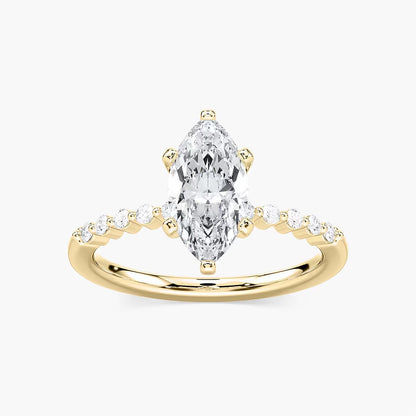 1.75 Ct In Marquise Bardot Scallop Engagement Ring