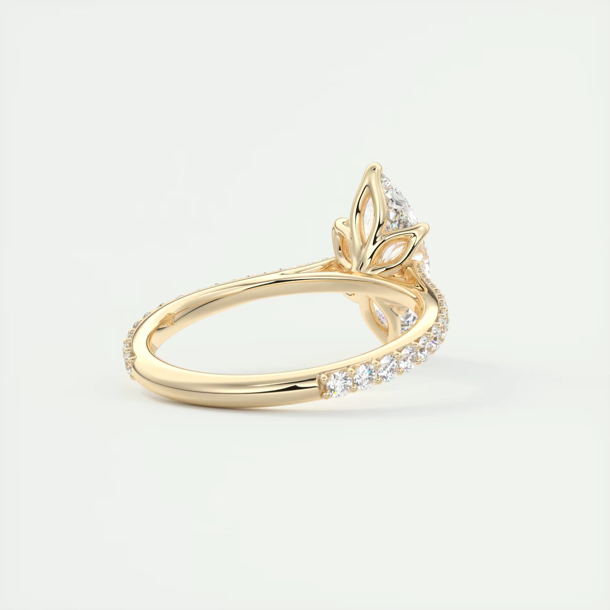 1.85 Ct Cathedral Royale Pavé Marquise Floral Flush Stacking Pave Cathedral six prong Ring