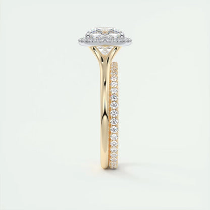 2.10 CtThe Breezy Halo Cushion Center with French Set Halo Ring