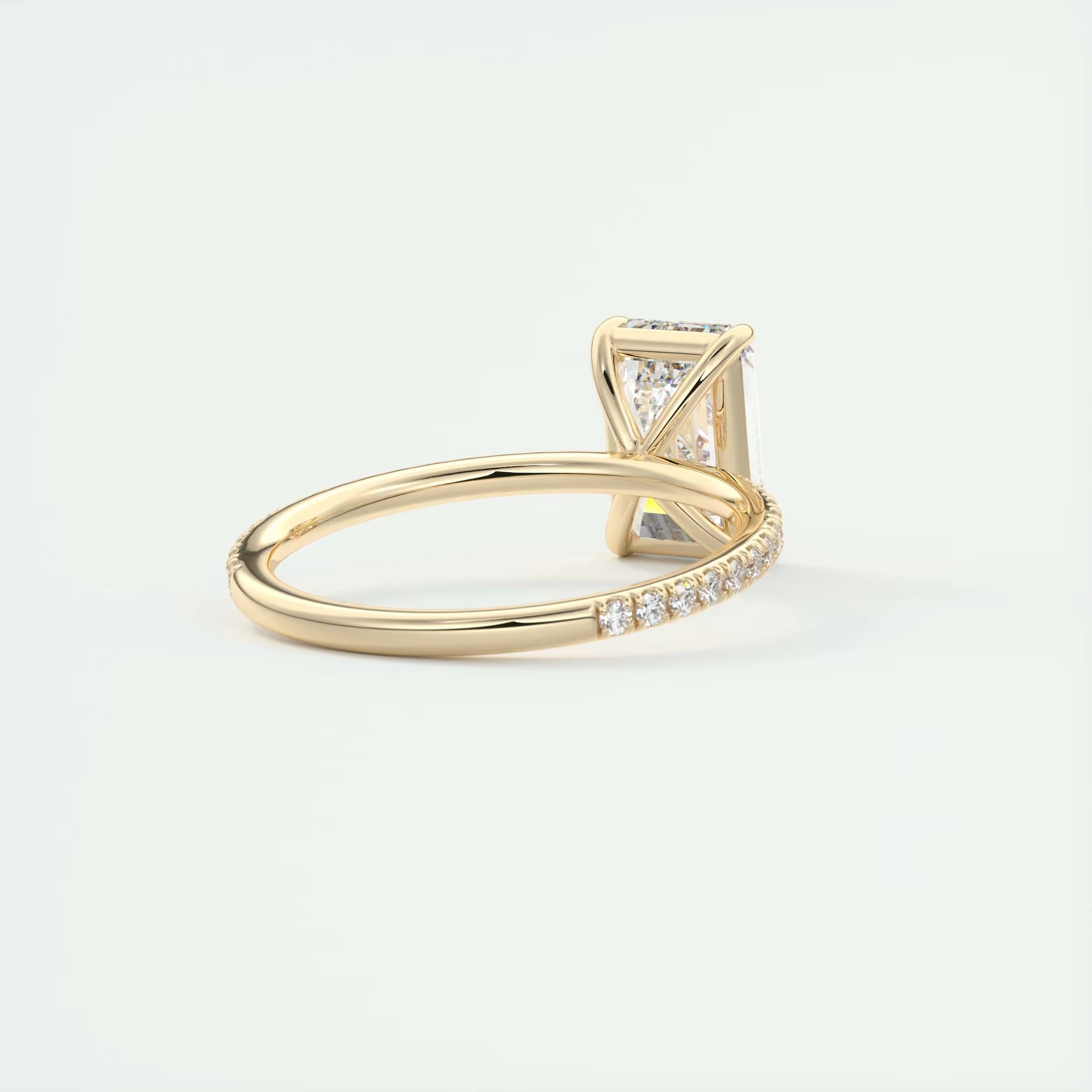 2.25 Ct Harper Pavé Center Stone Emerald with 1.5mm French Set Pavé Ring