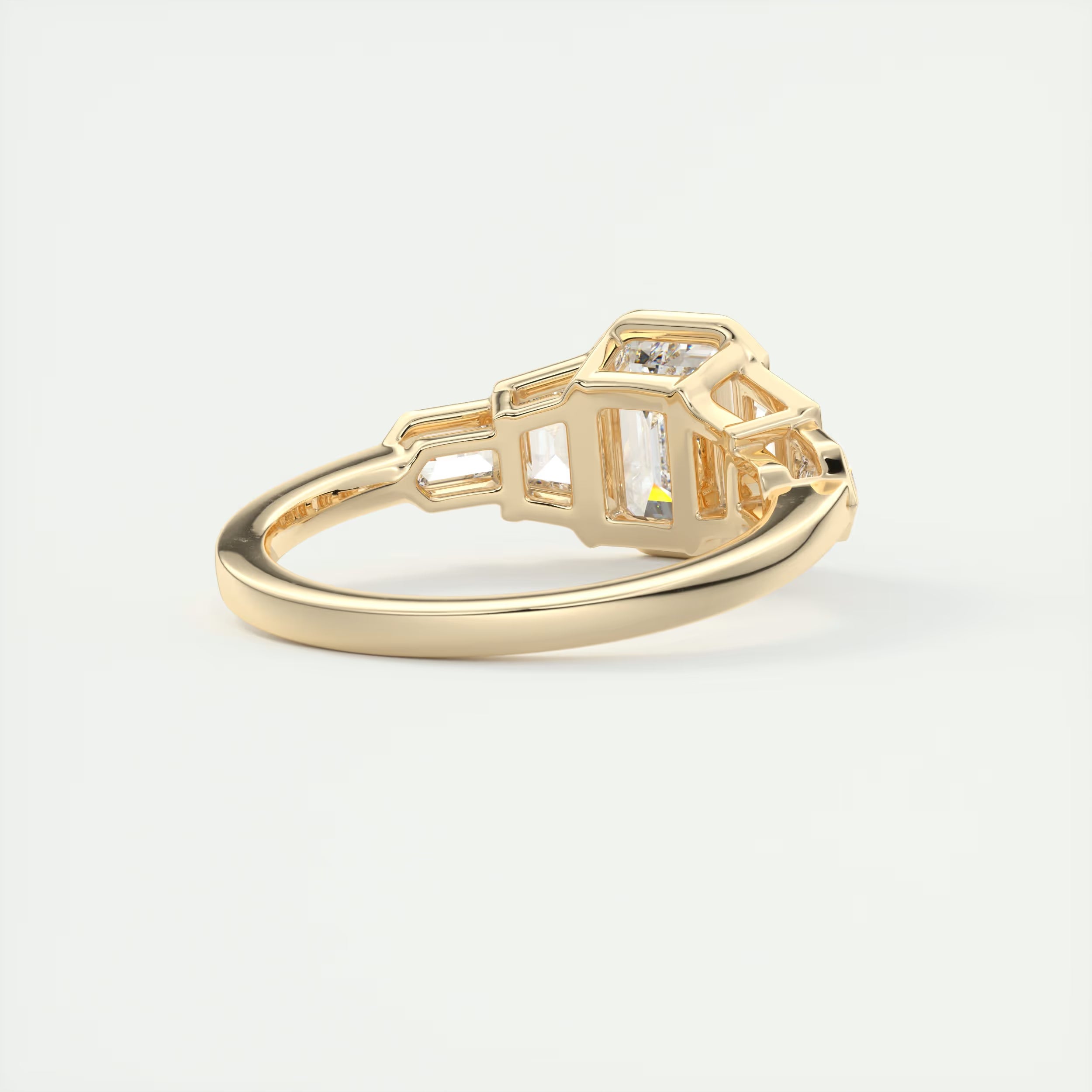 2.16 Ct The Deco Center Stone Emerald - The Deco Five Stone Ring Engagement Rings