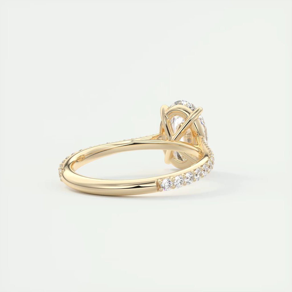 2.30 Ct The Cathedral Pavé Oval Solitaire Cathedral Pavé Setting Ring