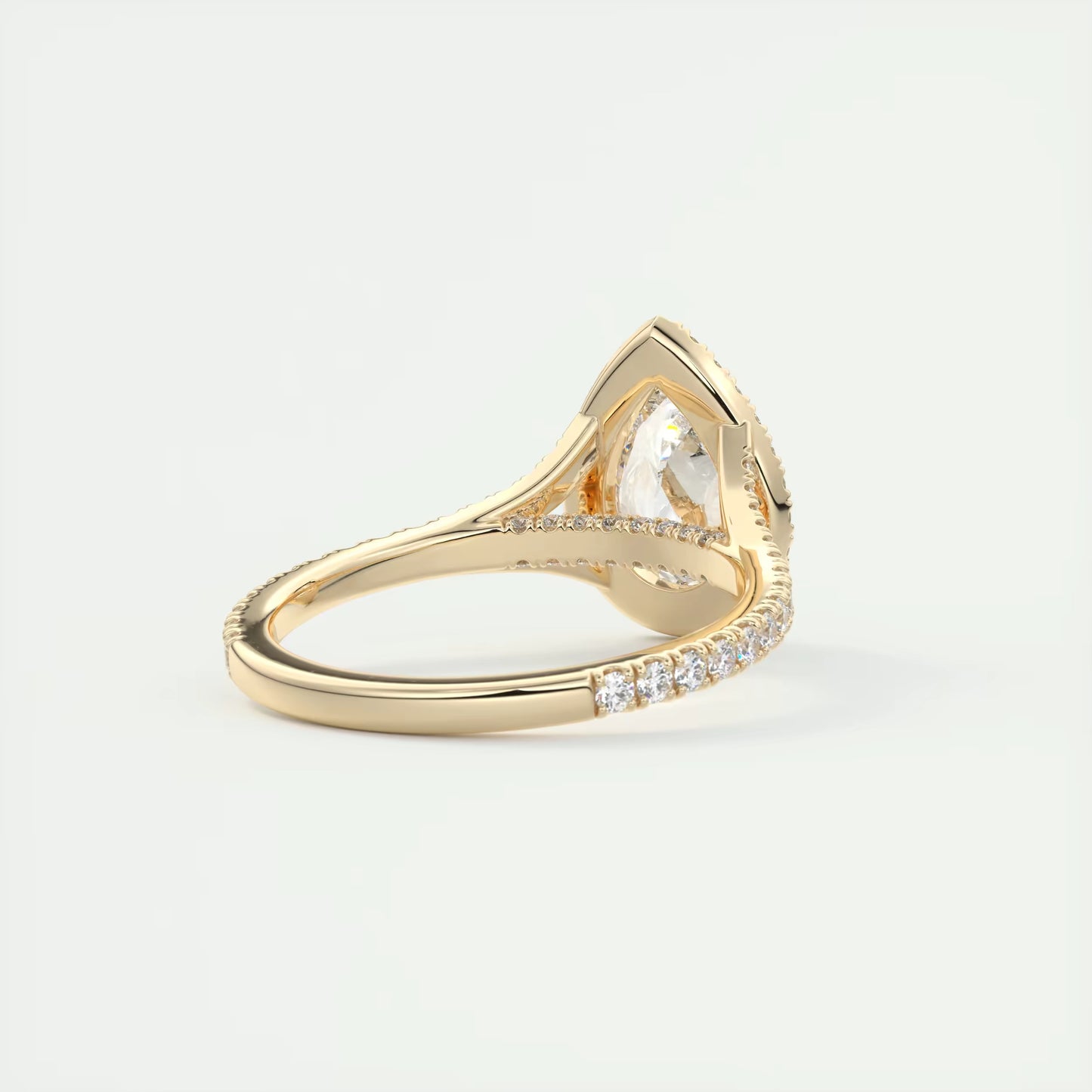 2.70 Ct The French Halo Pear Cut Diamond with Miniature Prongs Ring