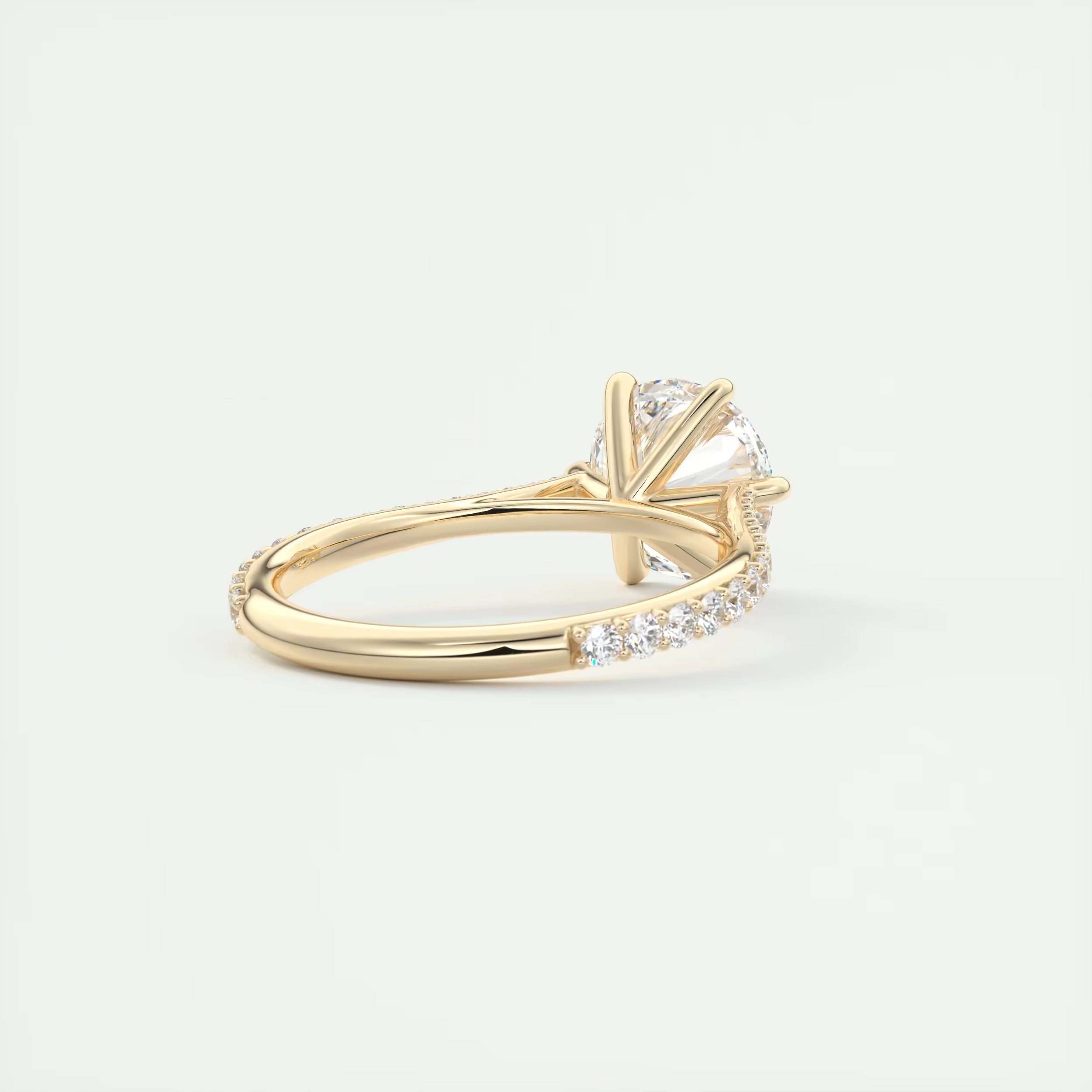 2.30 Ct The Six Point Cathedral Pavé Round Solitaire Rings