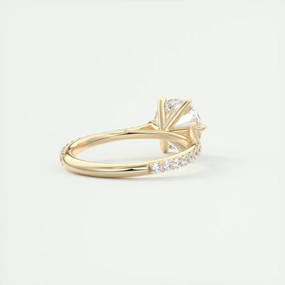 2.30 Ct The Six Point Cathedral Pavé Round Solitaire Ring
