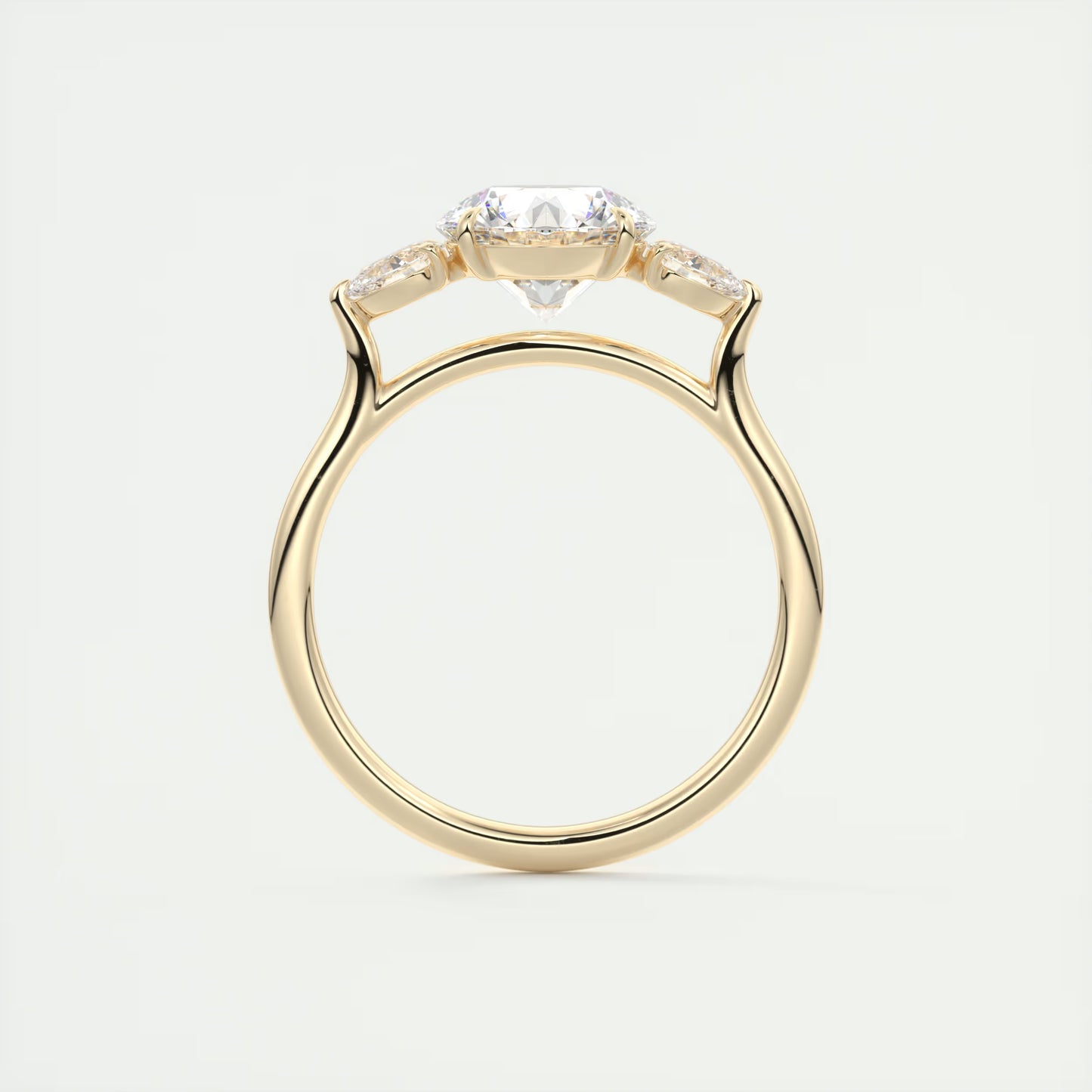2.50 Ct Breezy Pears Round - Flush Stacking Pear Three Stone Engagement Ring