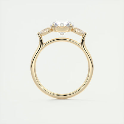 2.50 Ct Breezy Pears Round - Flush Stacking Pear Three Stone Engagement Ring