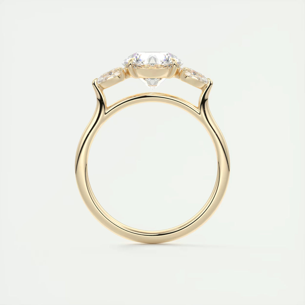 2.80 Ct Round Solitaire Ring Side Stone Three Stone Diamond Engagement Rings