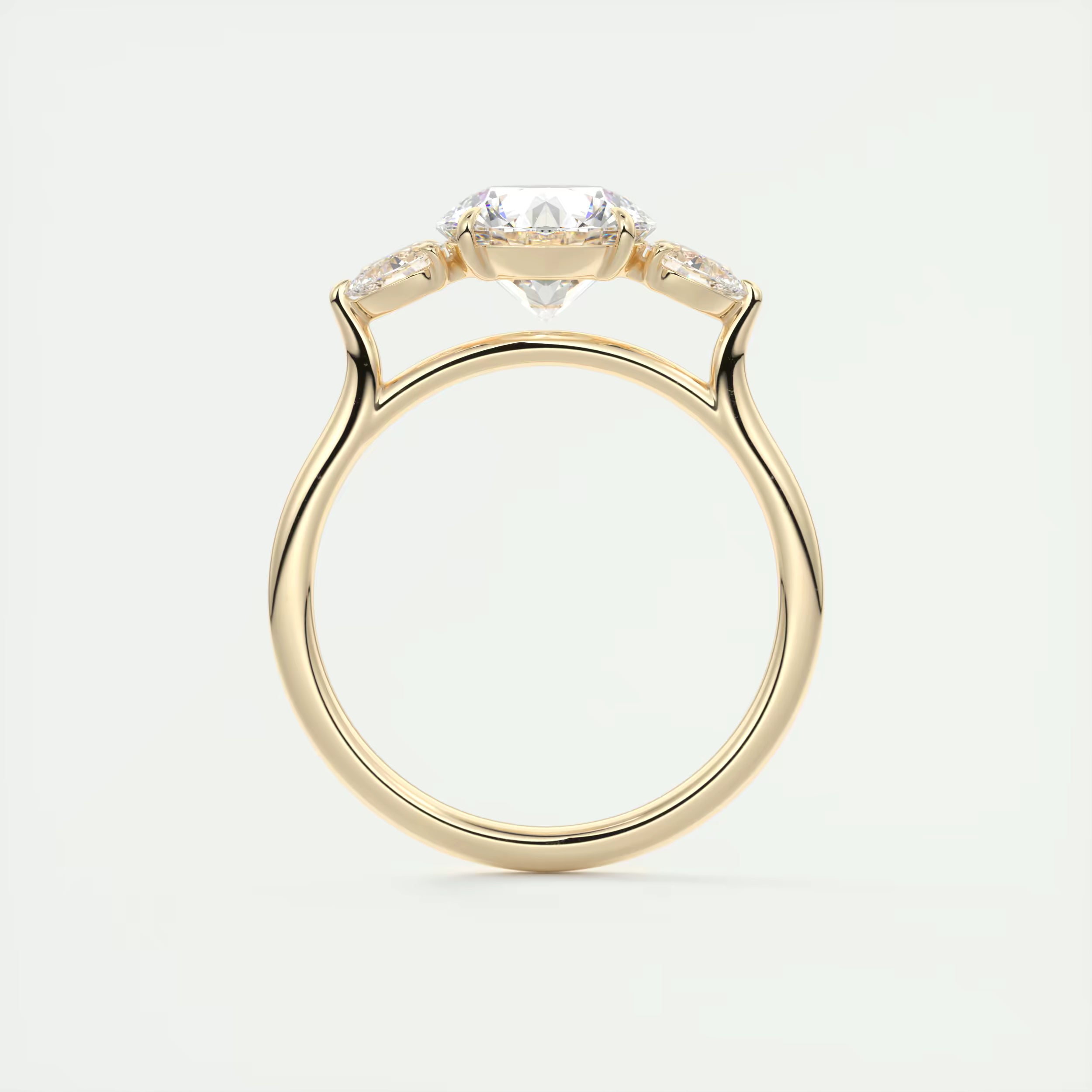 2.80 Ct Round Solitaire Ring Side Stone Three Stone Diamond Engagement Rings