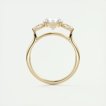 6-7 GM Round Solitaire Ring Side Stone Three Stone Diamond Engagement Rings