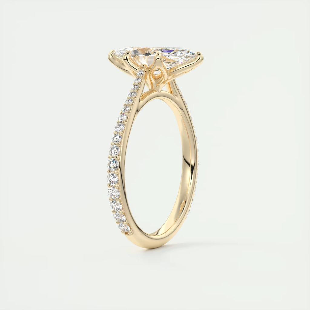 1.85 Ct Cathedral Royale Pavé Marquise Floral Flush Stacking Pave Cathedral six prong Ring