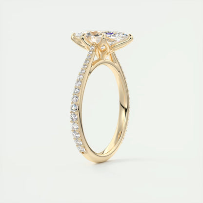 1.85 Ct Cathedral Royale Pavé Marquise Floral Flush Stacking Pave Cathedral six prong Ring