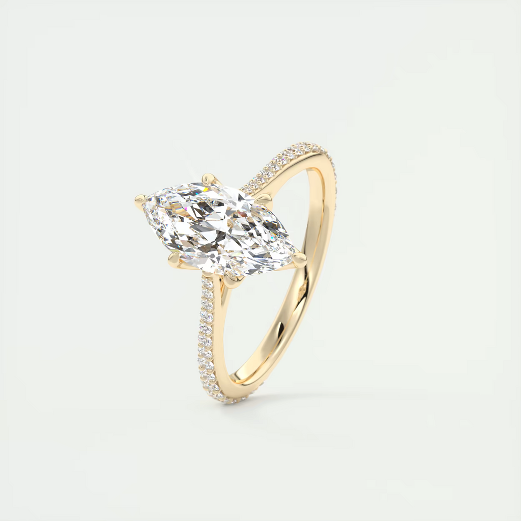 1.85 Ct Cathedral Royale Pavé Marquise Floral Flush Stacking Pave Cathedral six prong Ring