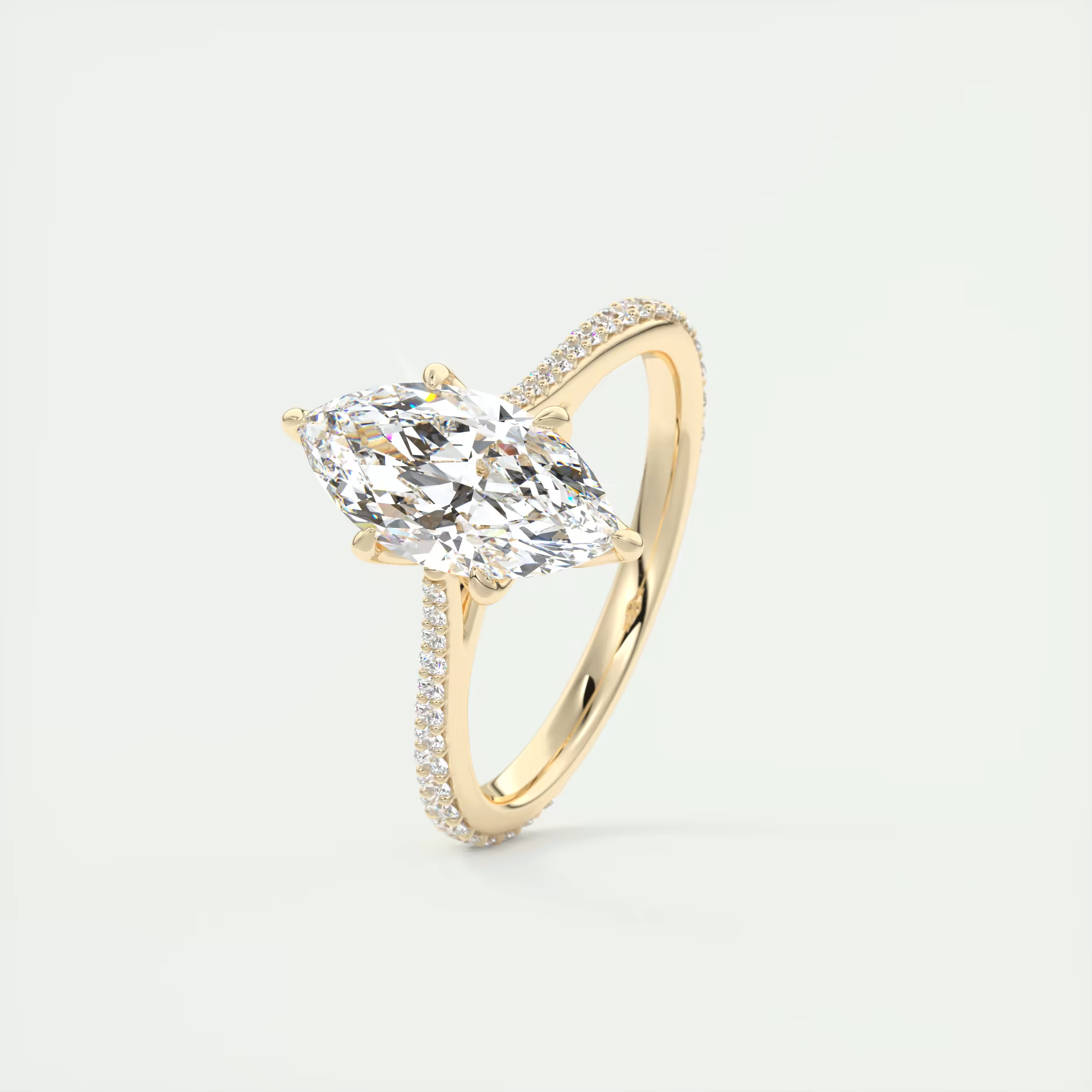 1.85 Ct Cathedral Royale Pavé Marquise Floral Flush Stacking Pave Cathedral six prong Ring