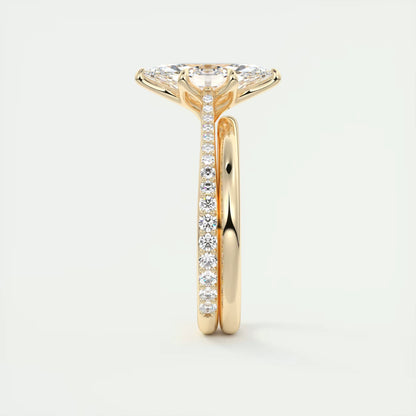 1.85 Ct Cathedral Royale Pavé Marquise Floral Flush Stacking Pave Cathedral six prong Ring