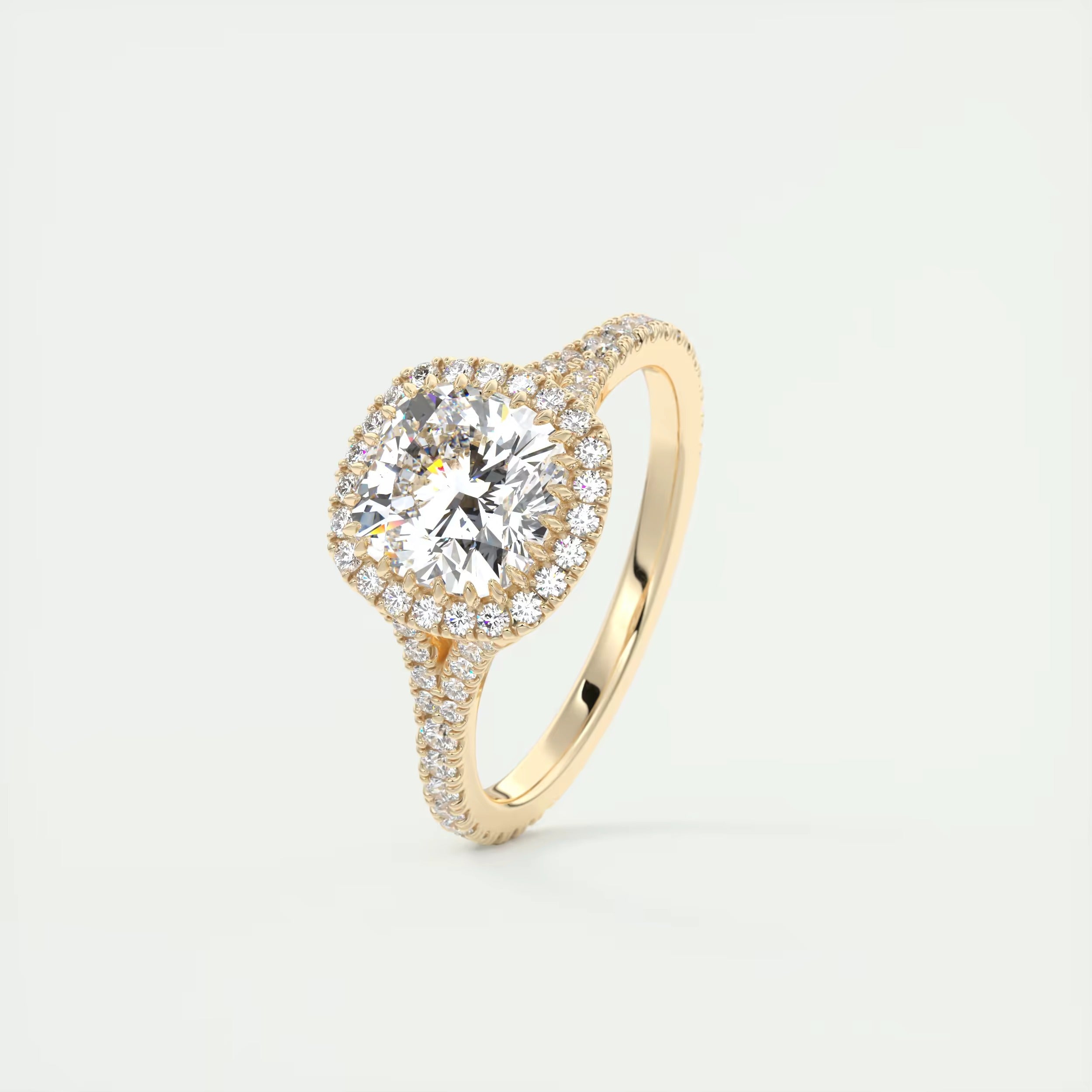 2.50 Ct The French Halo Cushion Cut Diamond with Miniature Prongs  french pavé Ring