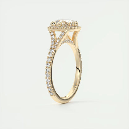 2.50 Ct The French Halo Cushion Cut Diamond with Miniature Prongs  french pavé Ring