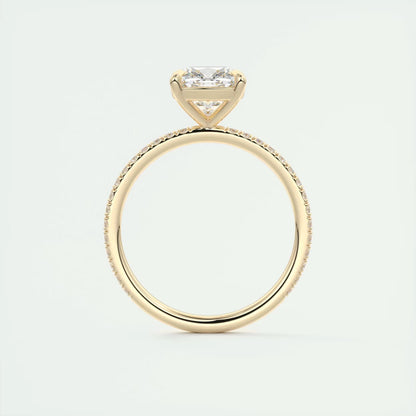 2.25 Ct Harper Pavé Cushion Center with 1.5mm French Set Pavé Ring
