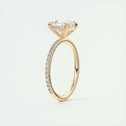 2.25 Ct Harper Pavé Cushion Center with 1.5mm French Set Pavé Ring