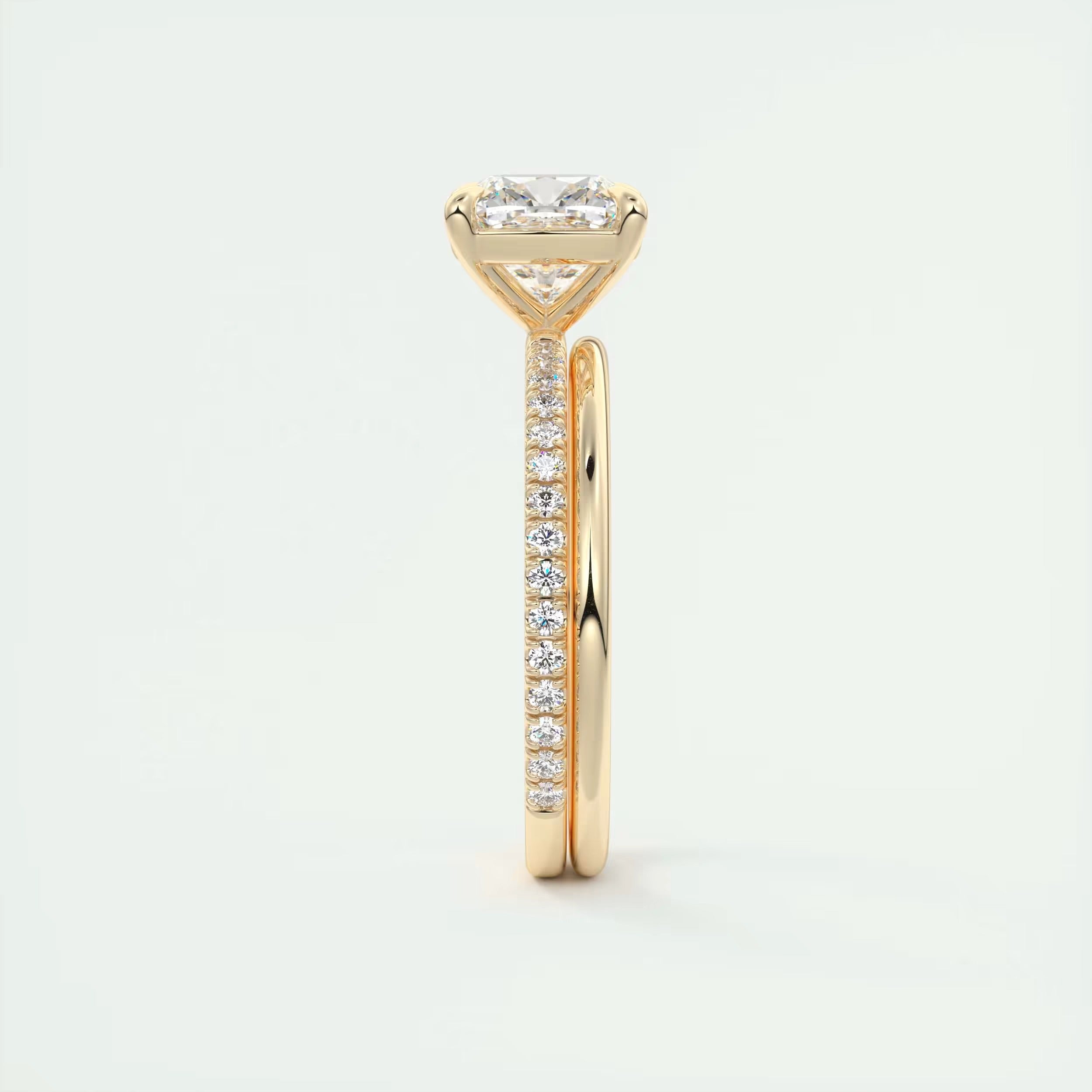 2.25 Ct Harper Pavé Center Stone Cushion with 1.5mm French Set Pavé Ring