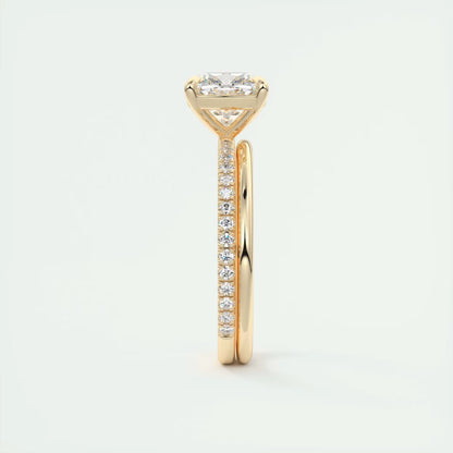 2.25 Ct Harper Pavé Cushion Center with 1.5mm French Set Pavé Ring