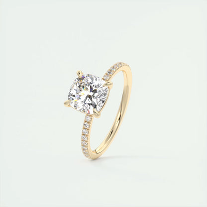 2.25 Ct Harper Pavé Cushion Center with 1.5mm French Set Pavé Ring