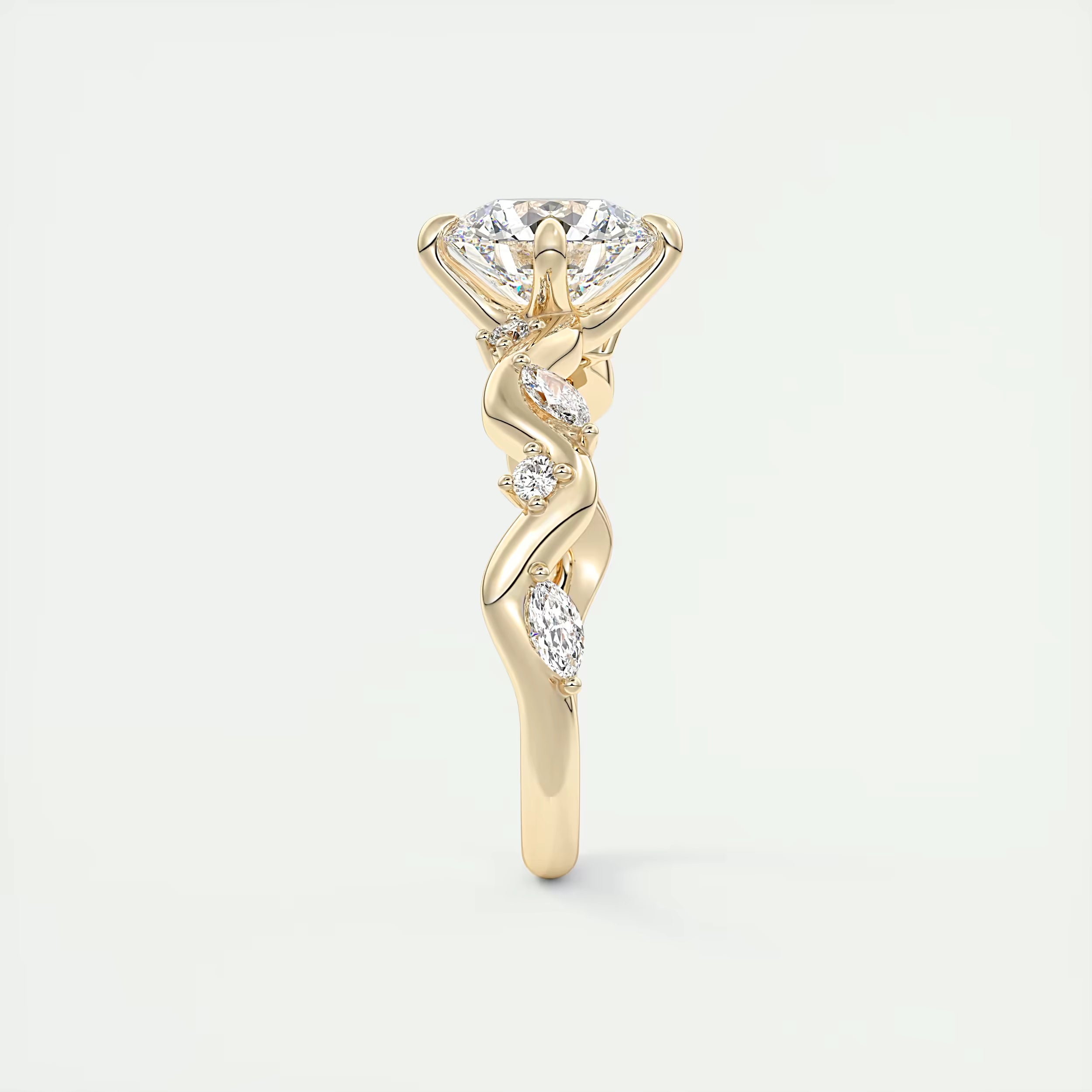 2.00 Ct Round Solitaire Forever One Floral Engagement Ring