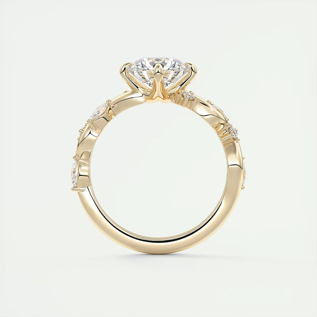 2.00 Ct Round Solitaire Forever One Floral Engagement Ring