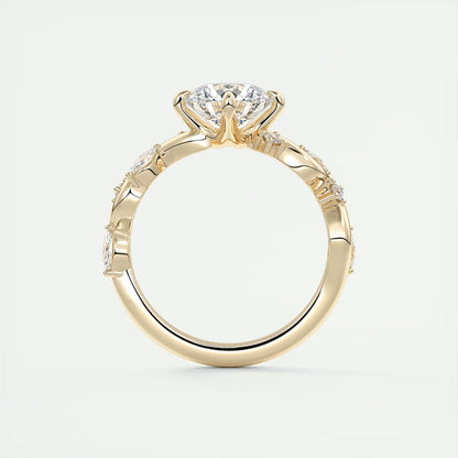 2.00 Ct Round Solitaire Forever One Floral Engagement Ring
