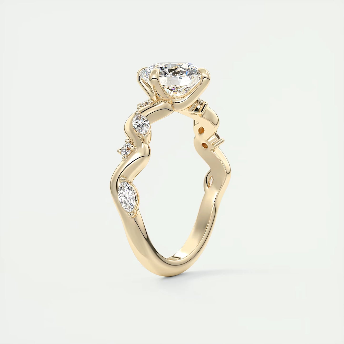 2.00 Ct Round Solitaire Forever One Floral Engagement Ring