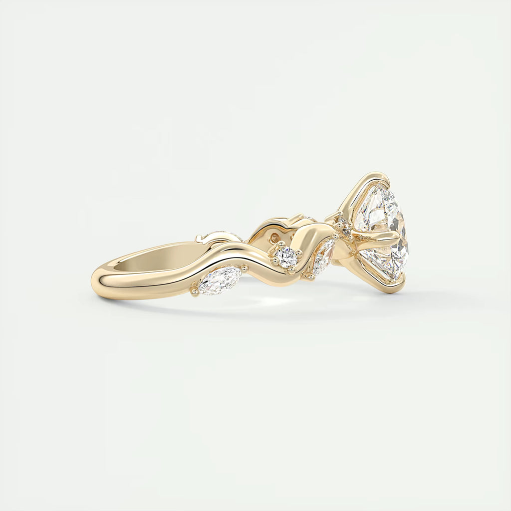 2.00 Ct Round Solitaire Forever One Floral Engagement Ring