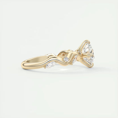 2.00 Ct Round Solitaire Forever One Floral Engagement Ring