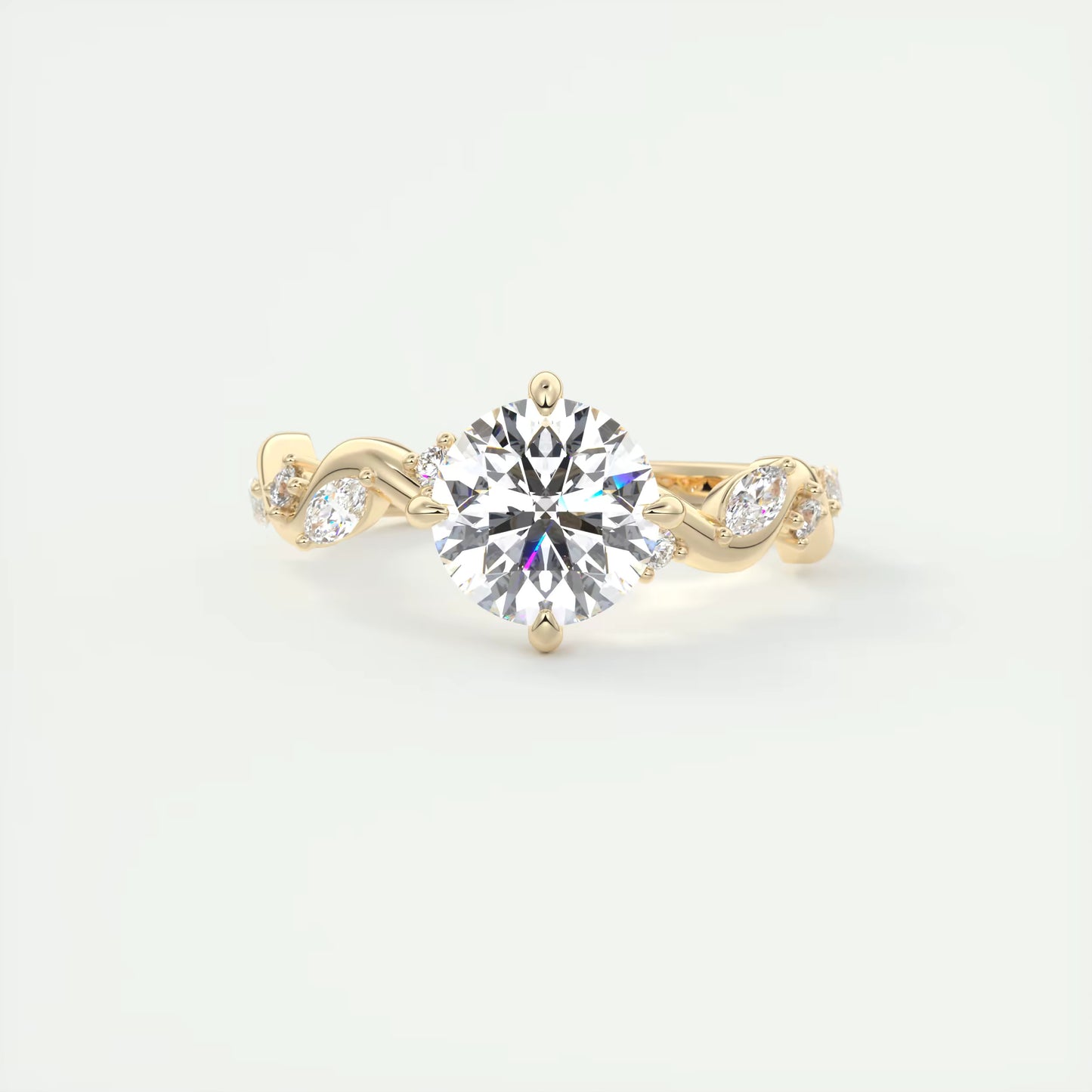 2.00 Ct Round Solitaire Forever One Floral Engagement Ring