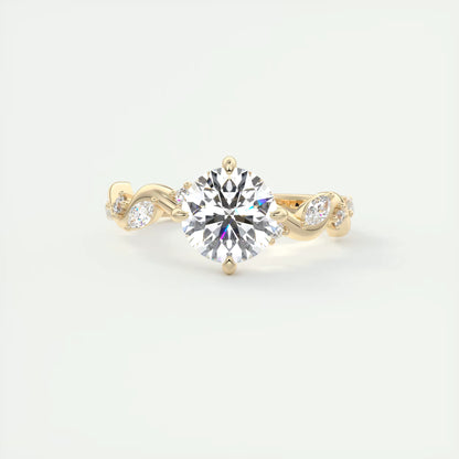 2.00 Ct Round Solitaire Forever One Floral Engagement Ring