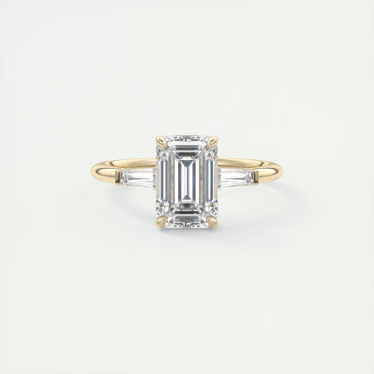 2.15 Ct Plunge Emerald Plunge Three Stone Engagement Rings