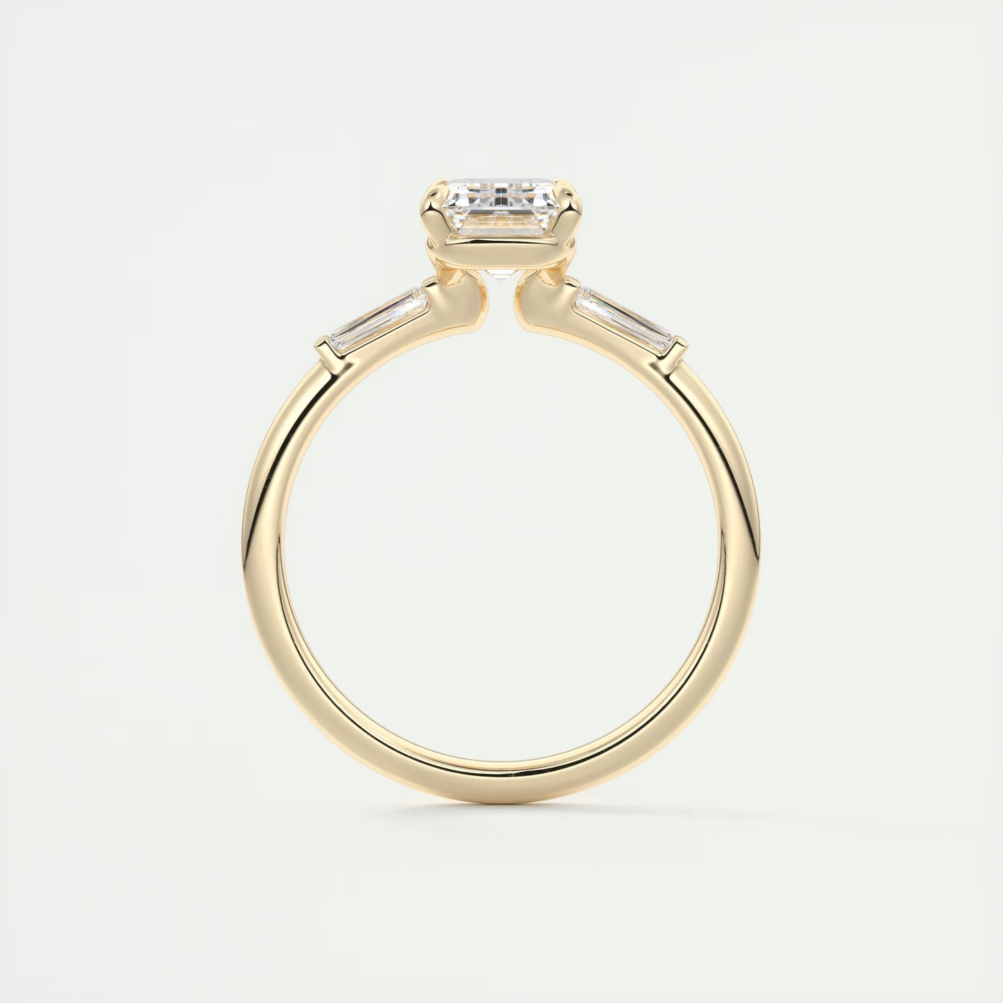 2.15 Ct Plunge Emerald Plunge Three Stone Engagement Rings