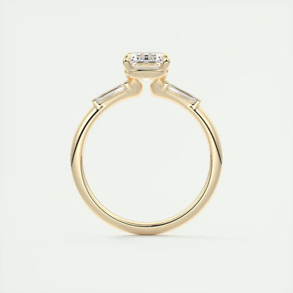 2.15 Ct Plunge Emerald Plunge Three Stone Engagement Rings
