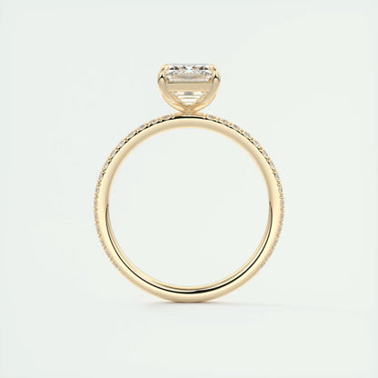 2.25 Ct Harper Pavé Emerald Center with 1.5mm French Set Pavé Ring