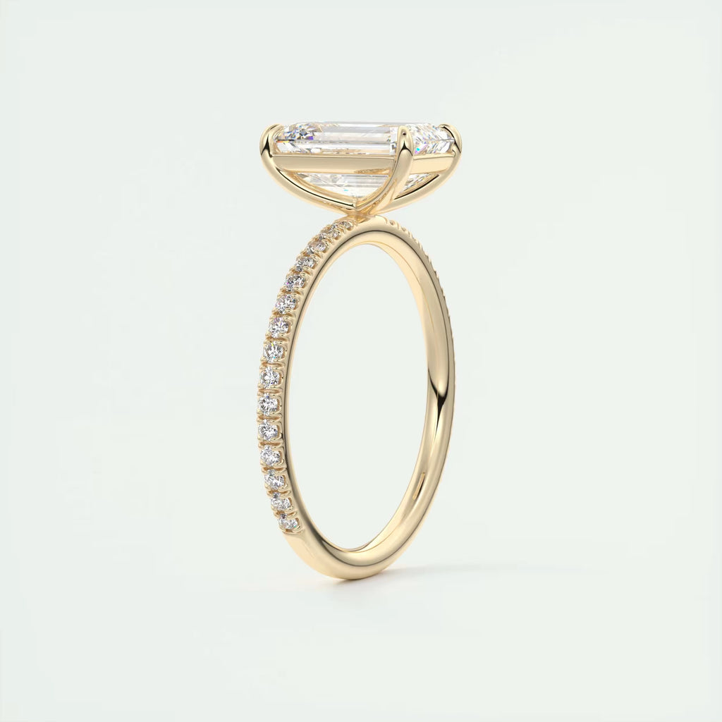 2.25 Ct Harper Pavé Center Stone Emerald with 1.5mm French Set Pavé Ring